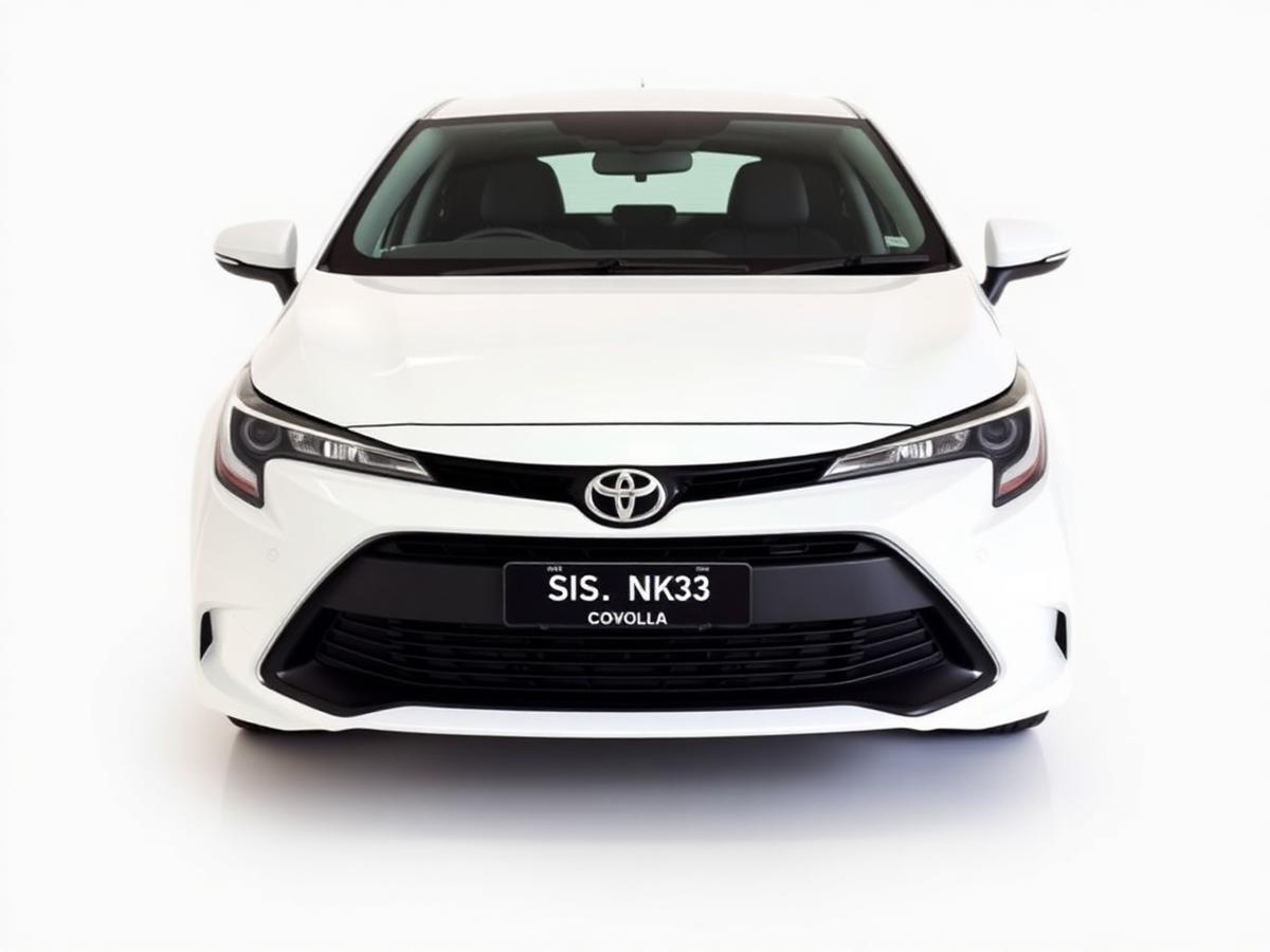 White Toyota Corolla hatchback, front view